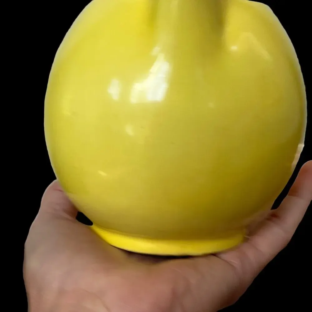Vintage Yellow Ball Creamer Pitcher Czechoslovakia Mid Century Art Deco READ